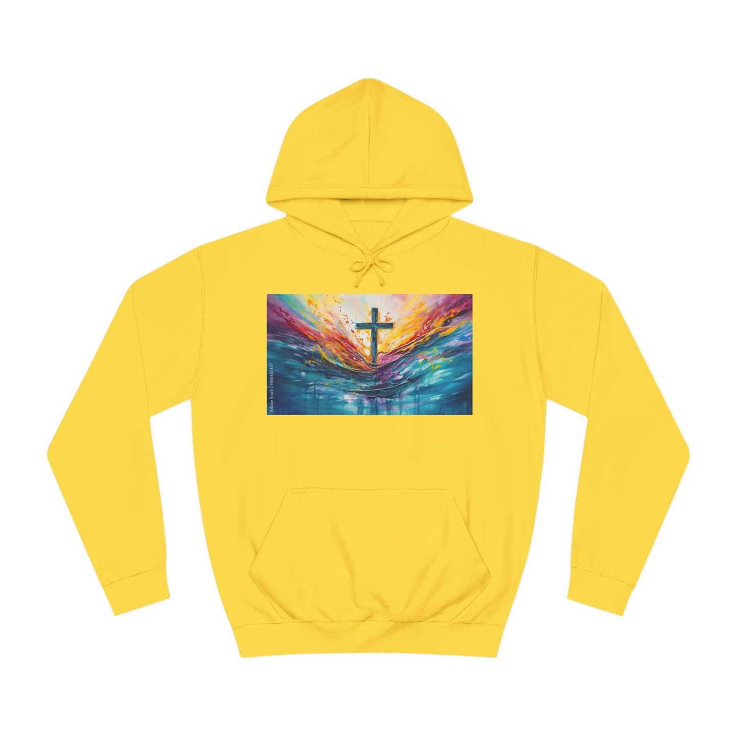 Colorful Sky Unisex College Hoodie with Cross Design