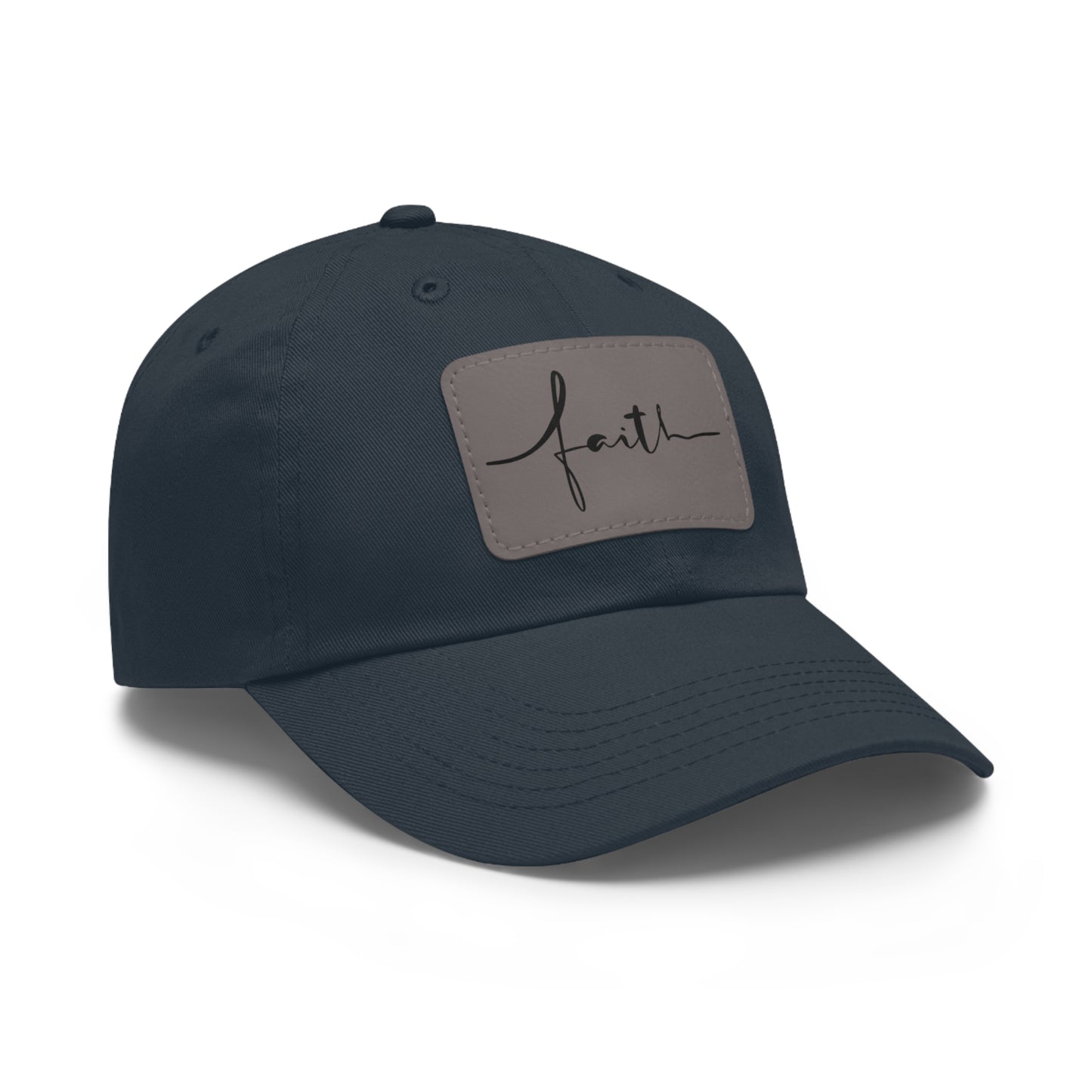 Baseball Cap with Faith Script Leather Patch