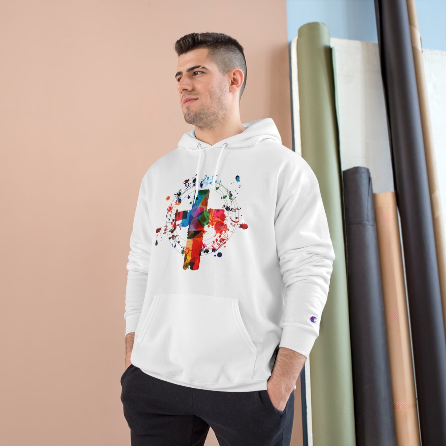 Abstract Colorful Cross Champion Hoodie