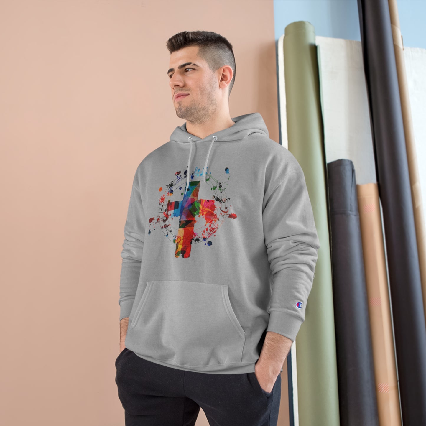 Abstract Colorful Cross Champion Hoodie