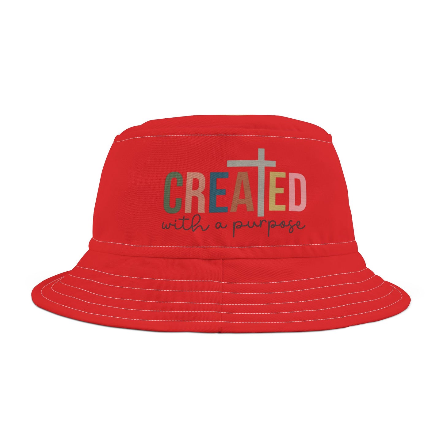 Created With a Purpose (Infrared Red) (Good God) Bucket Hat