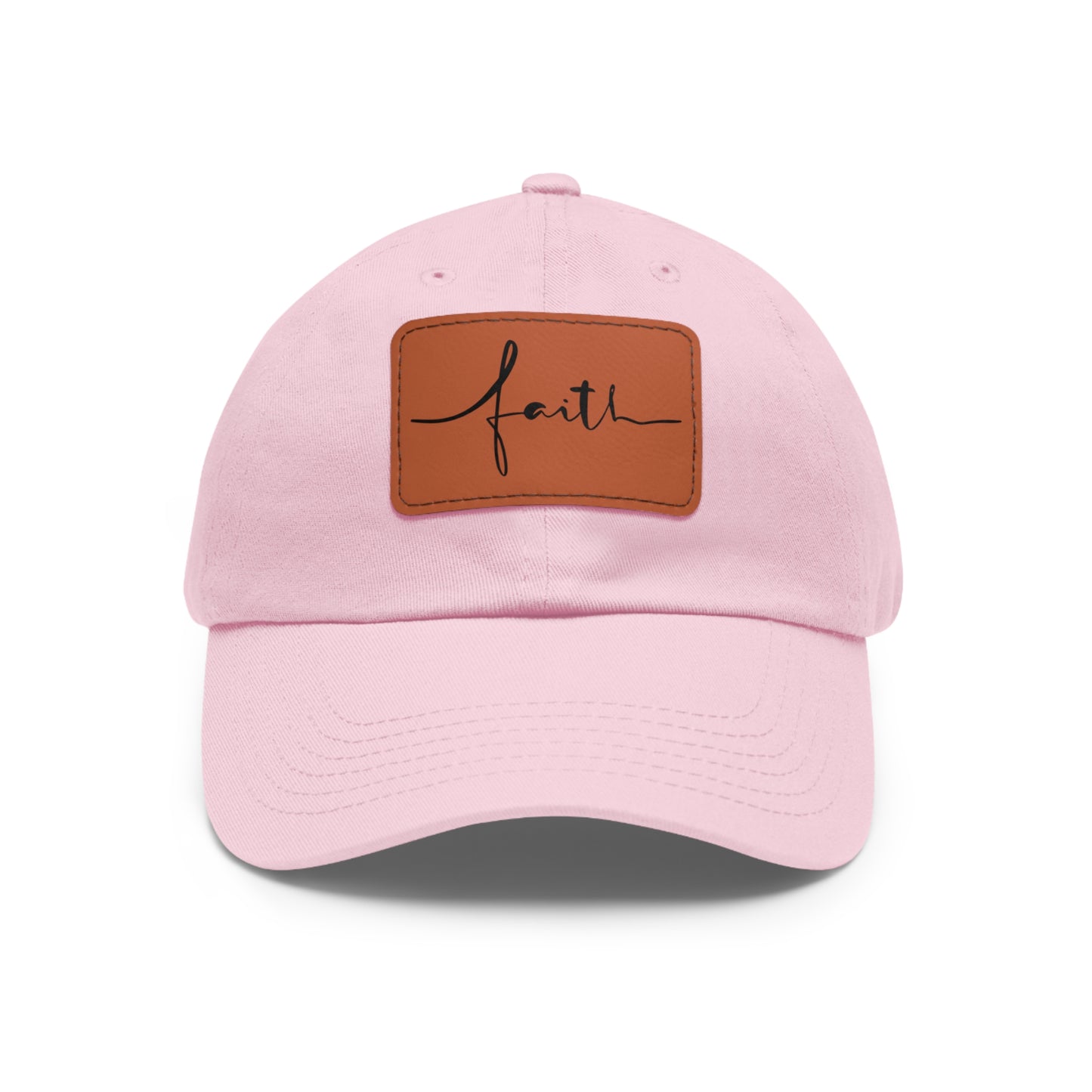 Baseball Cap with Faith Script Leather Patch