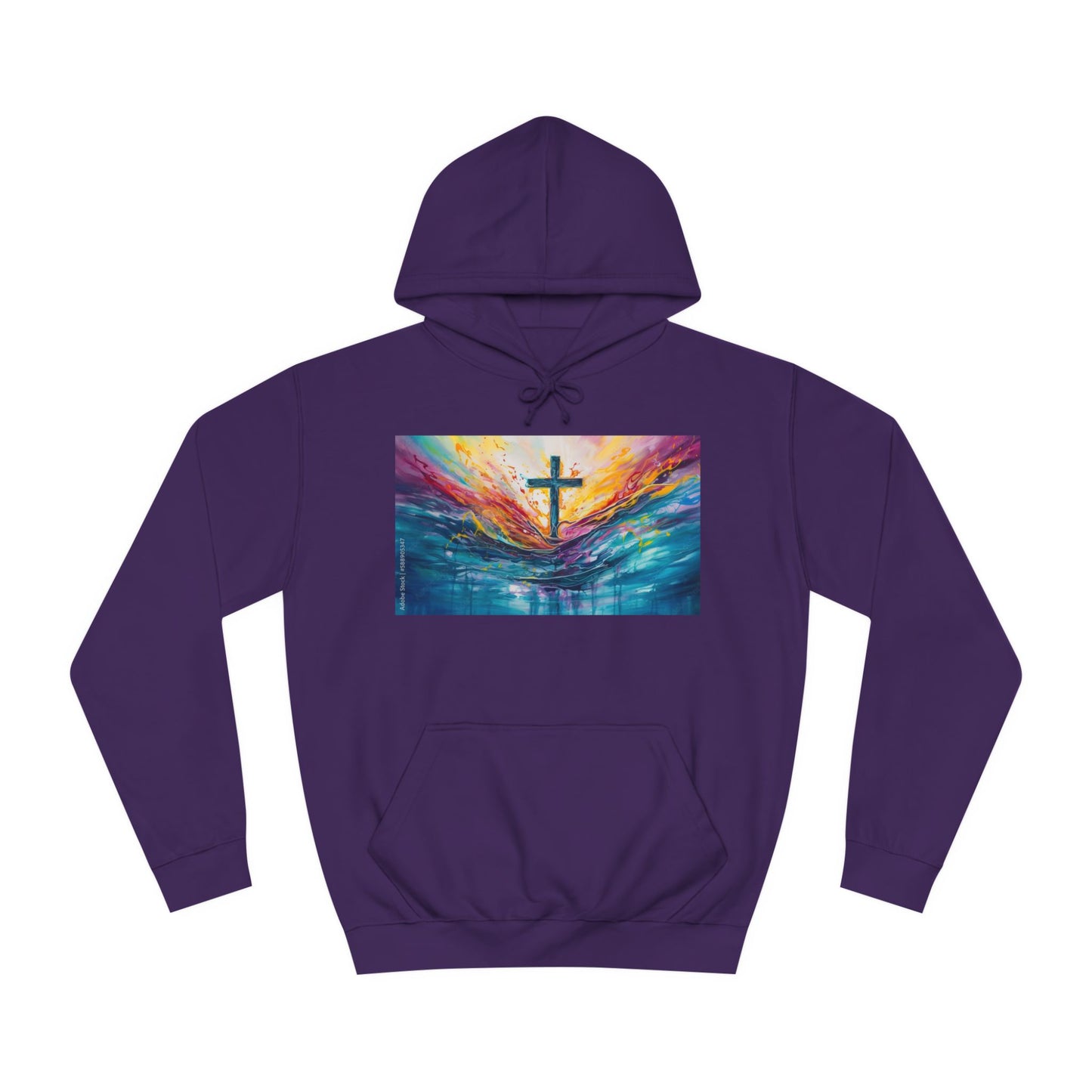 Colorful Sky Unisex College Hoodie with Cross Design