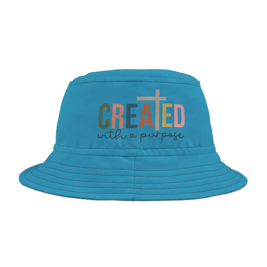 Created With a Purpose (Teal) (Good God) Bucket Hat