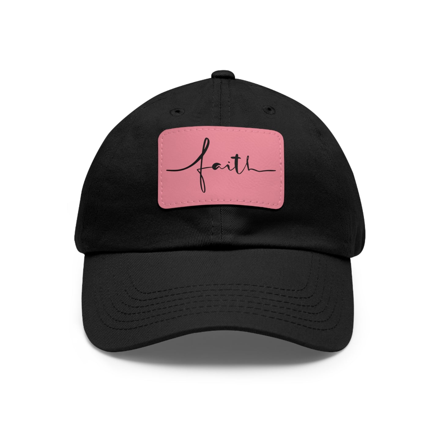 Baseball Cap with Faith Script Leather Patch