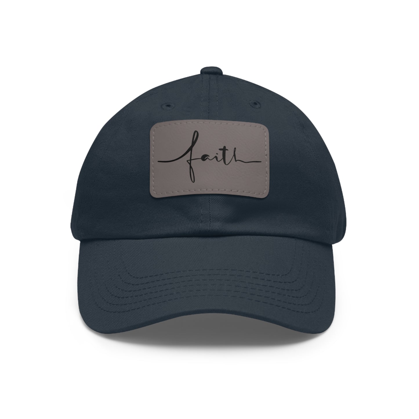 Baseball Cap with Faith Script Leather Patch