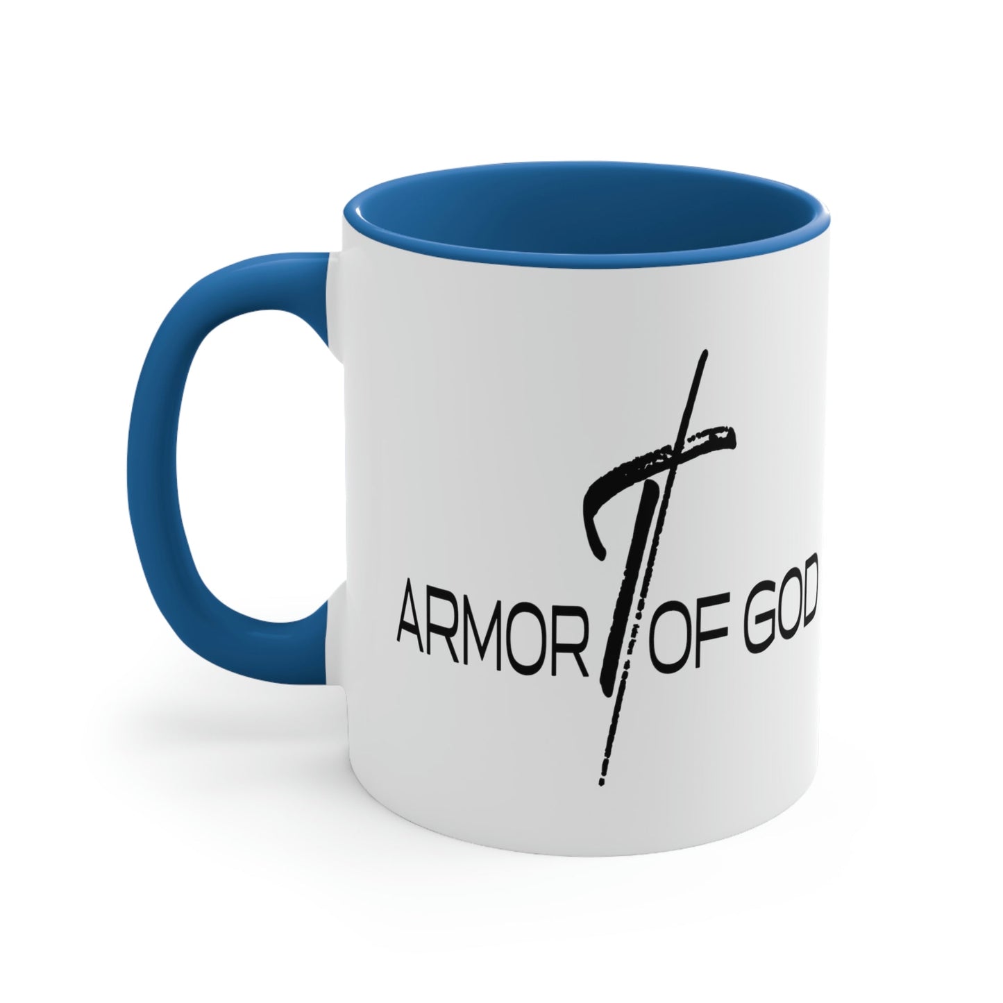 Two-tone Accent Ceramic Mug 11oz, Armor Of God Scripture Quote Bible