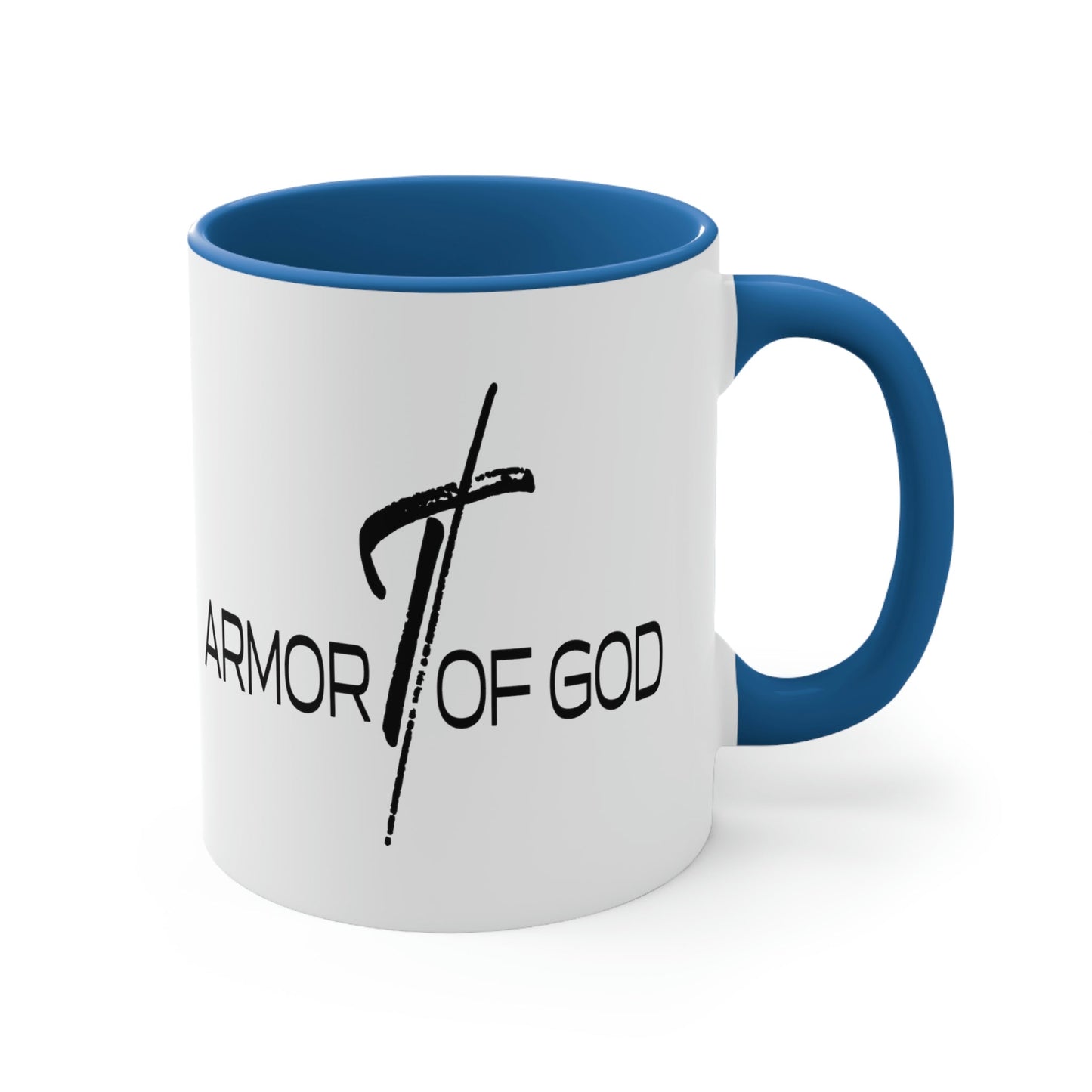 Two-tone Accent Ceramic Mug 11oz, Armor Of God Scripture Quote Bible