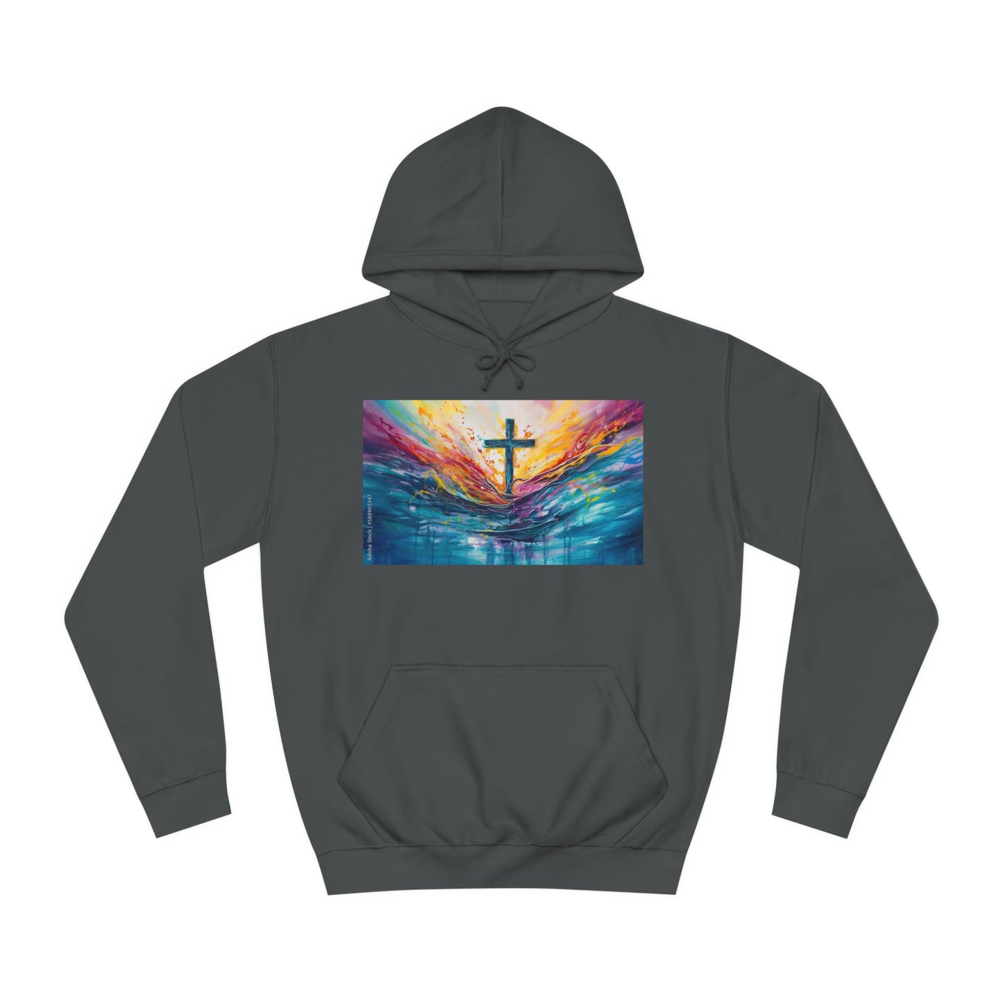 Colorful Sky Unisex College Hoodie with Cross Design