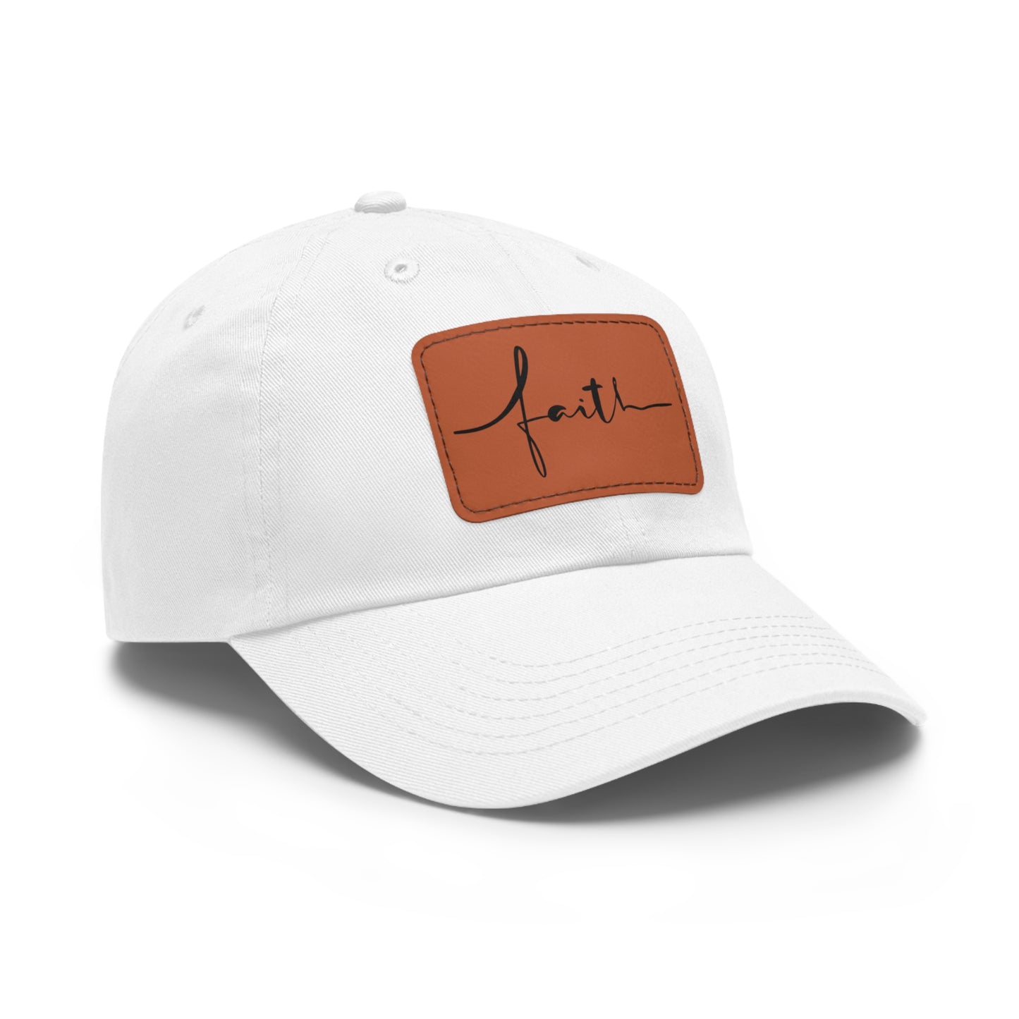 Baseball Cap with Faith Script Leather Patch