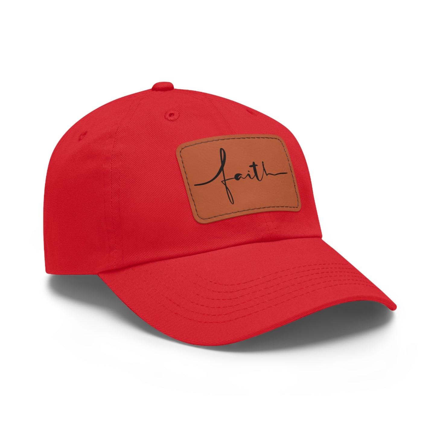 Baseball Cap with Faith Script Leather Patch