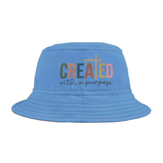 Created With a Purpose (Blue) (Good God) Bucket Hat