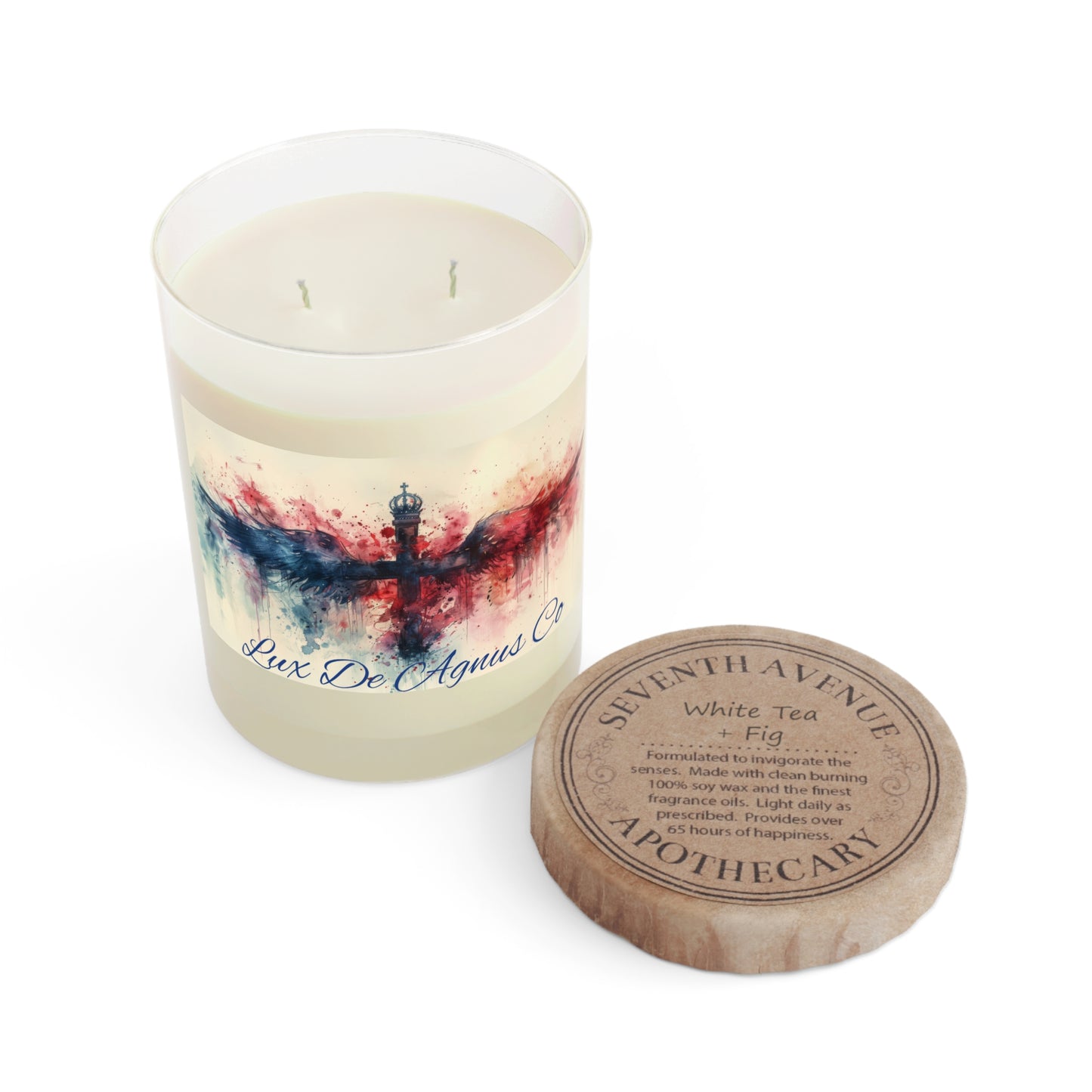 Angel wing Cross Scented Candle - Full Glass, 11oz