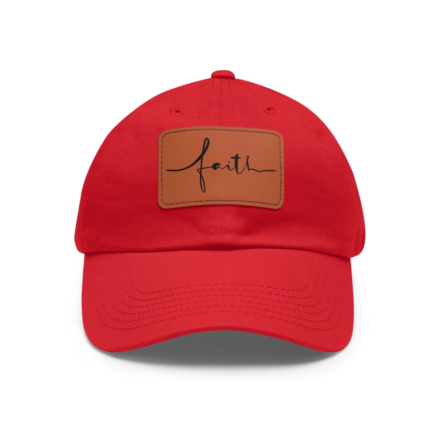 Baseball Cap with Faith Script Leather Patch