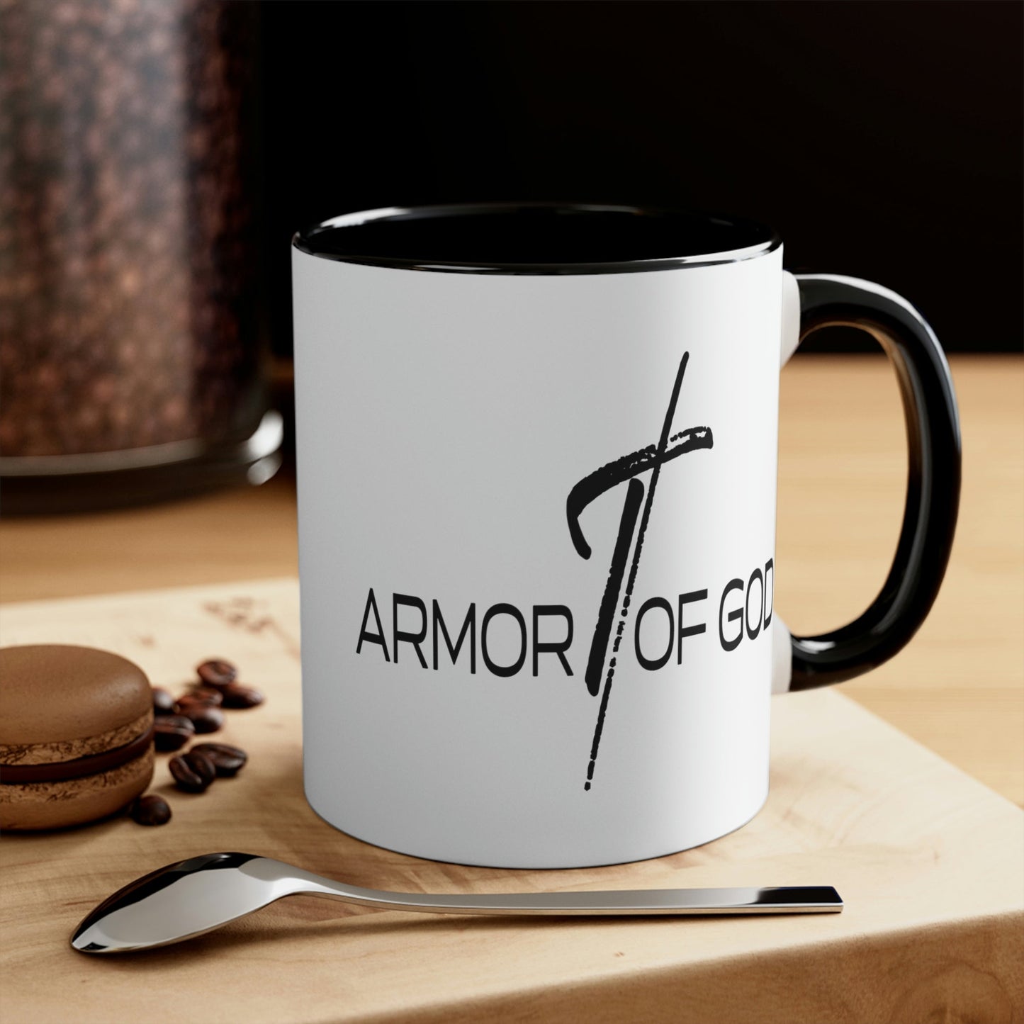 Two-tone Accent Ceramic Mug 11oz, Armor Of God Scripture Quote Bible