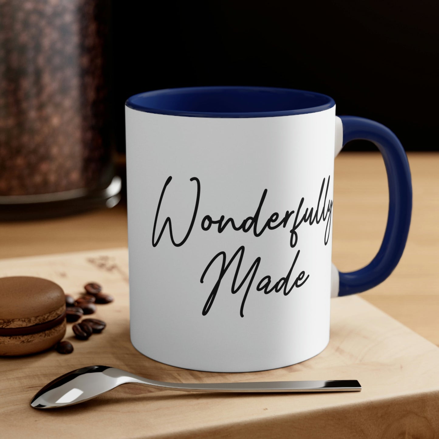 Two-tone Accent Ceramic Mug 11oz Wonderfully Made Black Affirmation