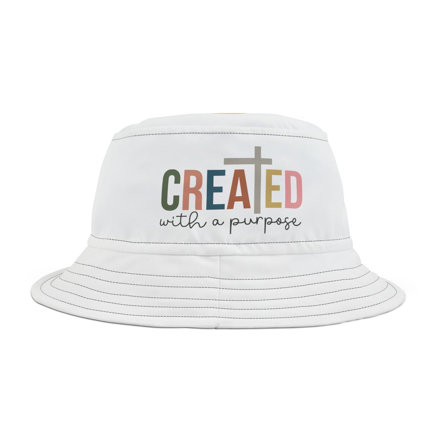 Created With a Purpose (White)(Good God) Bucket Hat