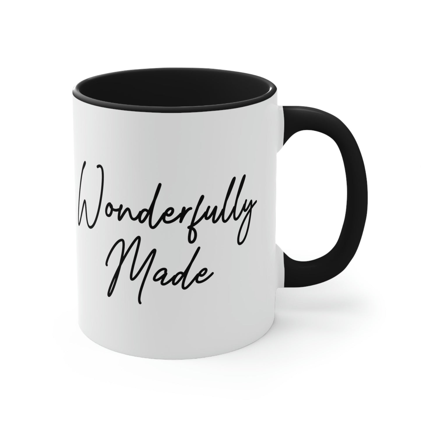 Two-tone Accent Ceramic Mug 11oz Wonderfully Made Black Affirmation