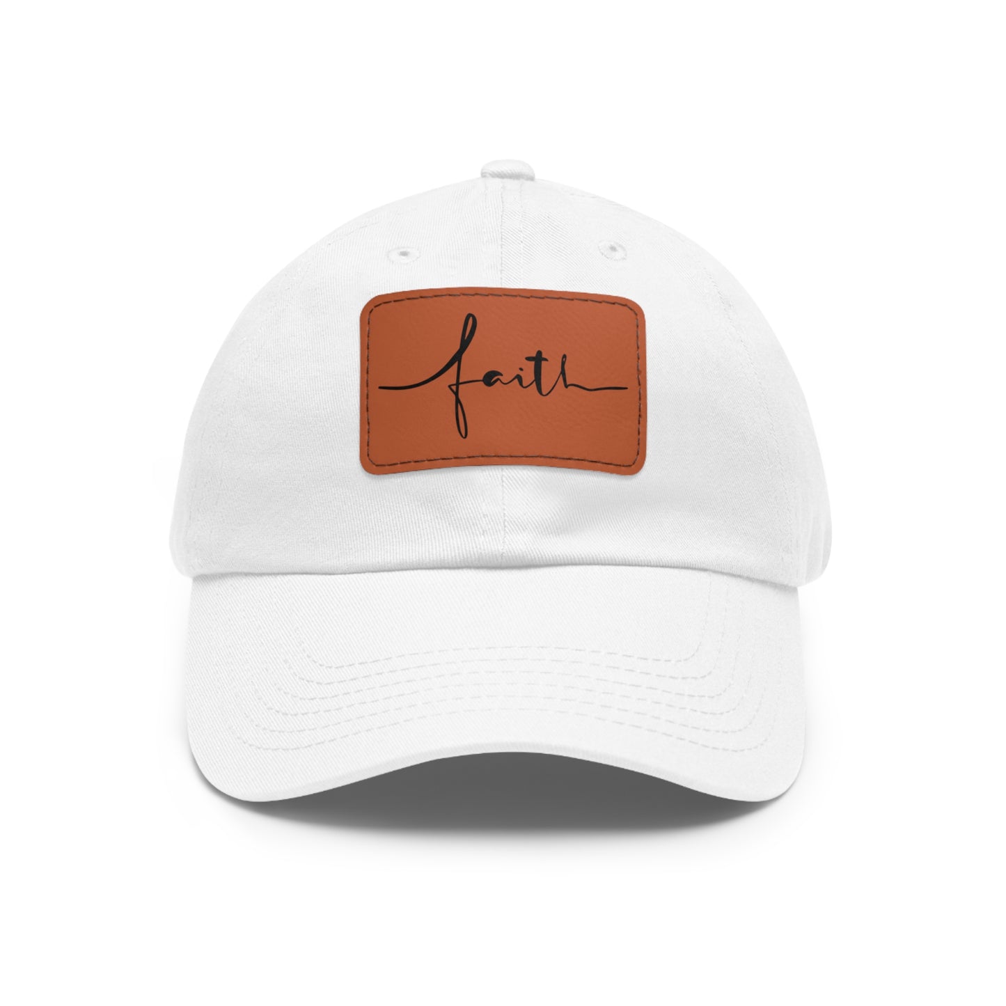 Baseball Cap with Faith Script Leather Patch