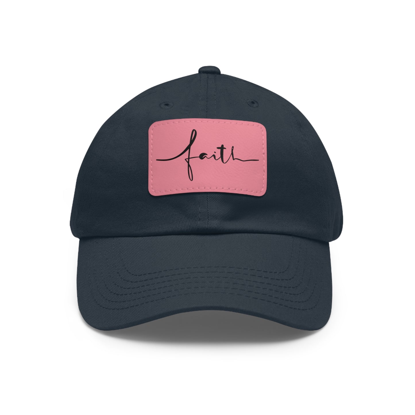 Baseball Cap with Faith Script Leather Patch