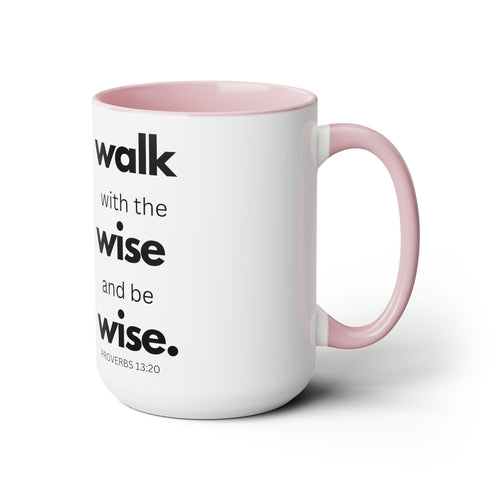 Accent Ceramic Coffee Mug 15oz - Walk With The Wise And Be Wise Black Illustration