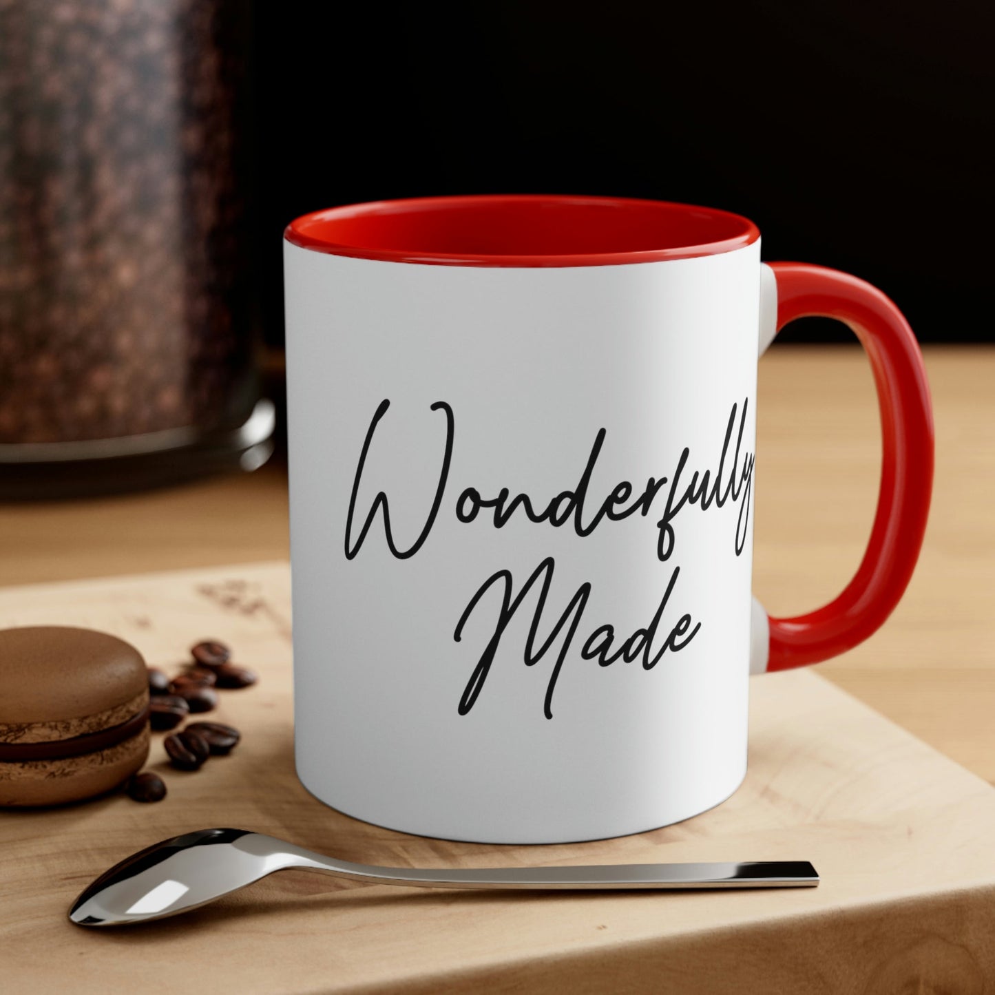 Two-tone Accent Ceramic Mug 11oz Wonderfully Made Black Affirmation