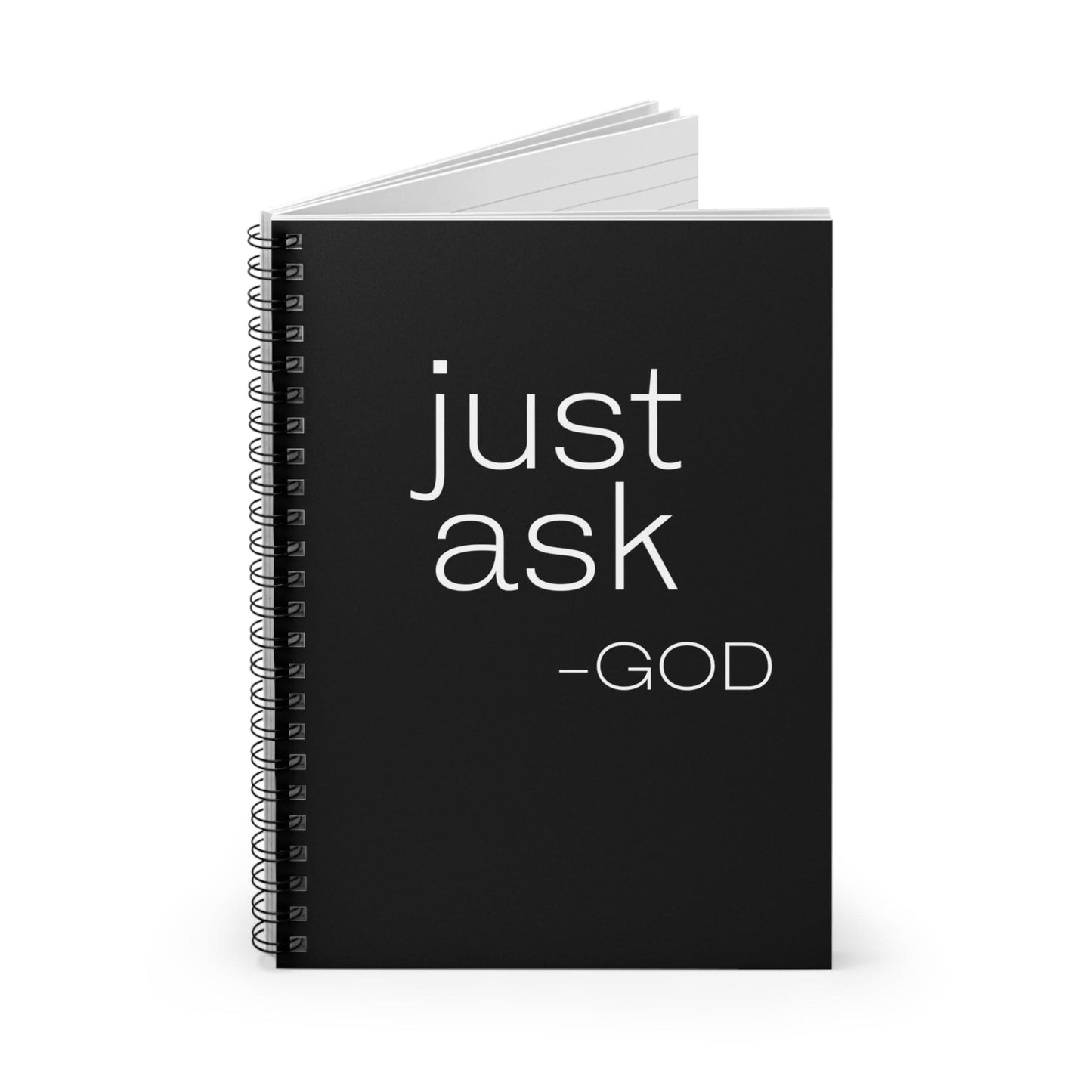 Black Spiral Journal Notebook Say It Soul, ’just Ask-god’ Statement