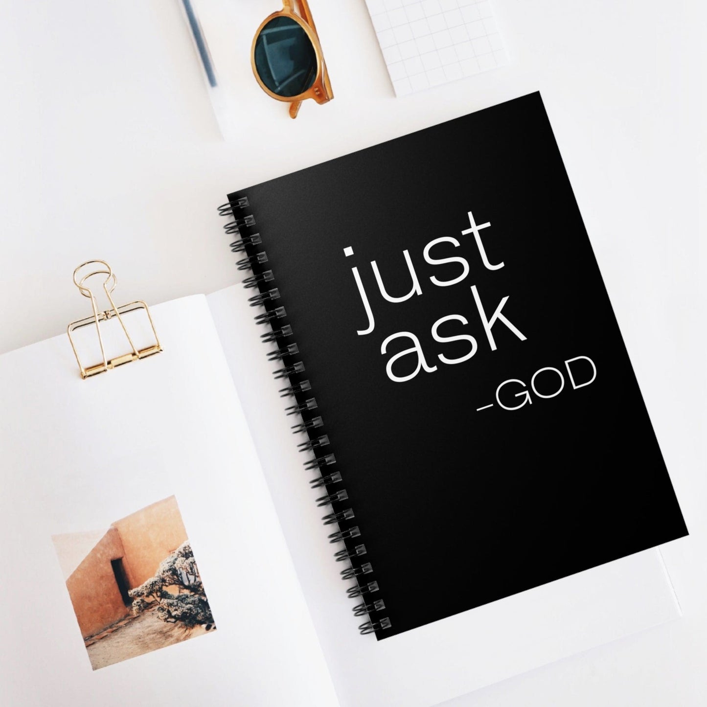 Black Spiral Journal Notebook Say It Soul, ’just Ask-god’ Statement