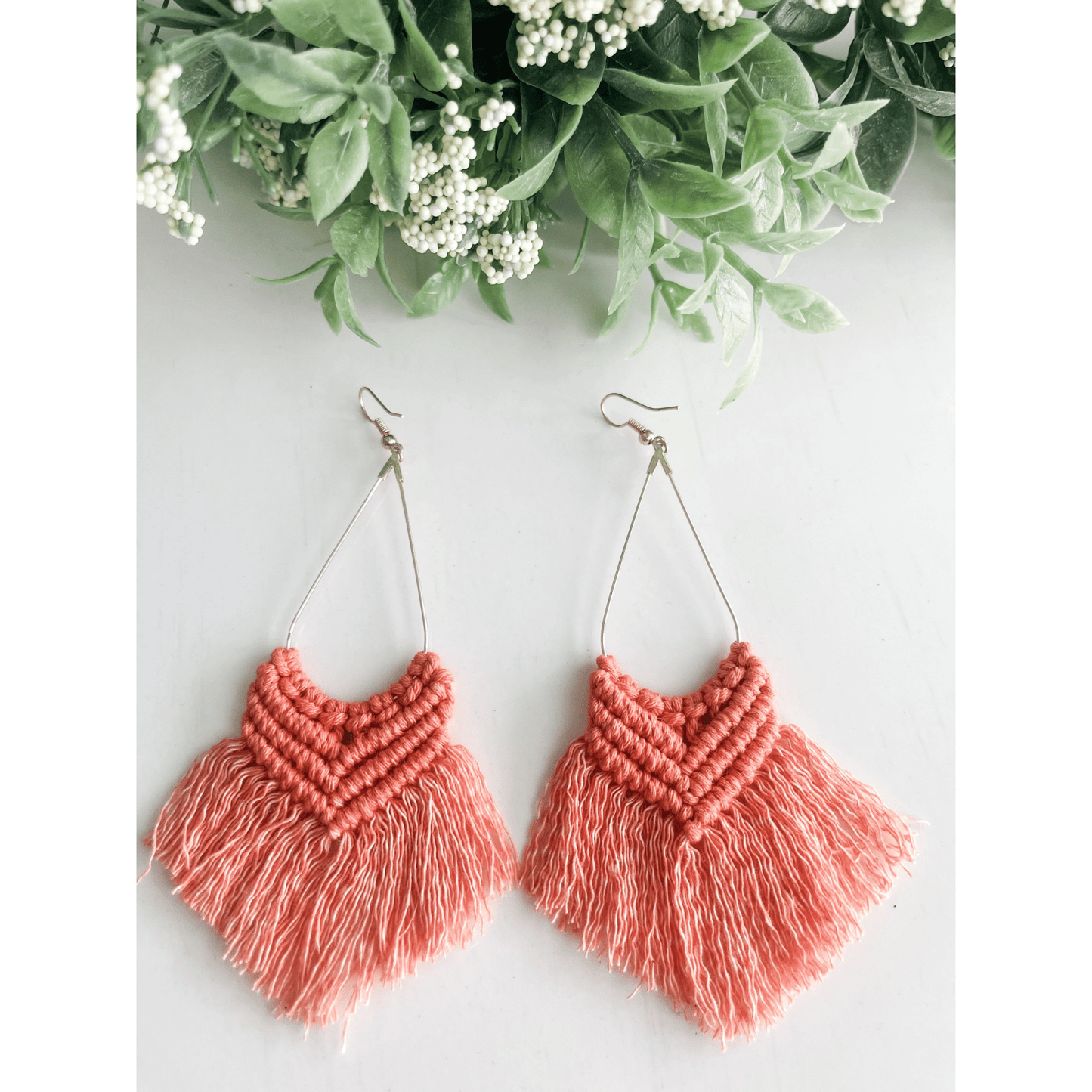 Boho Macrame Earrings "Coral"