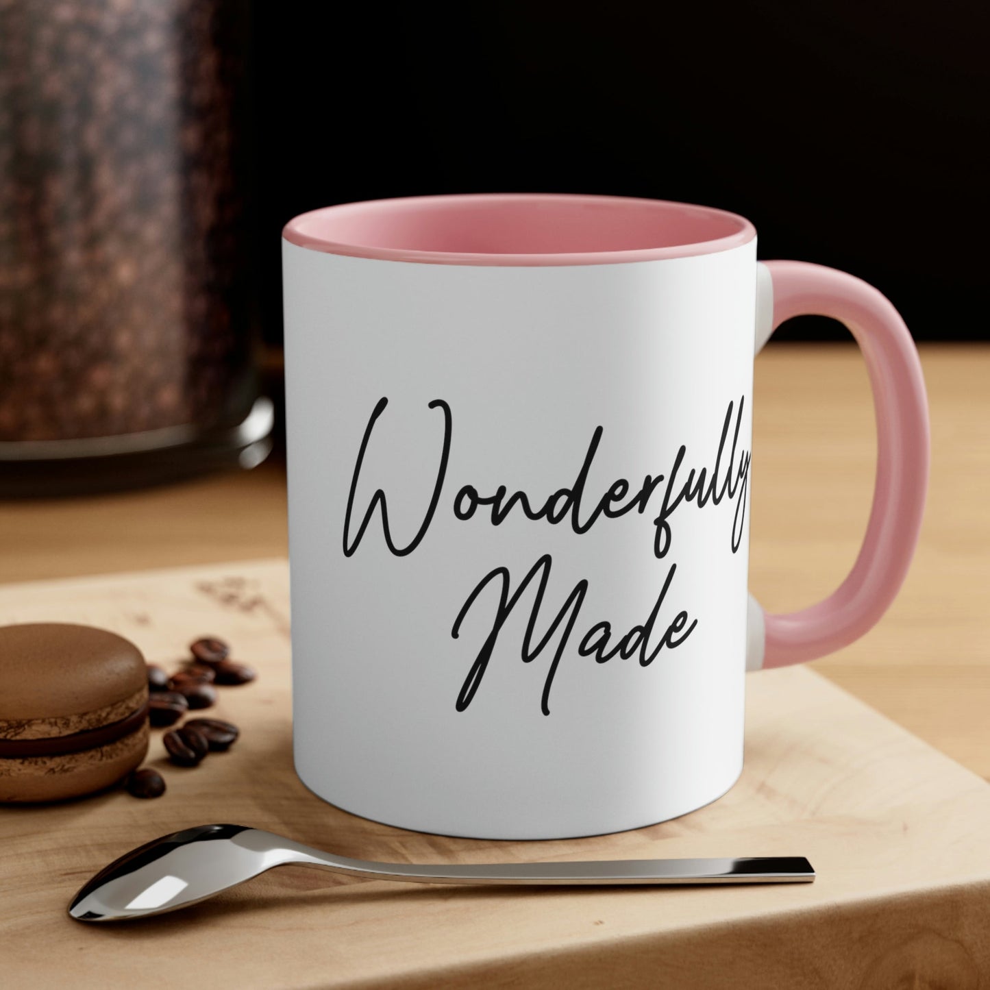 Two-tone Accent Ceramic Mug 11oz Wonderfully Made Black Affirmation