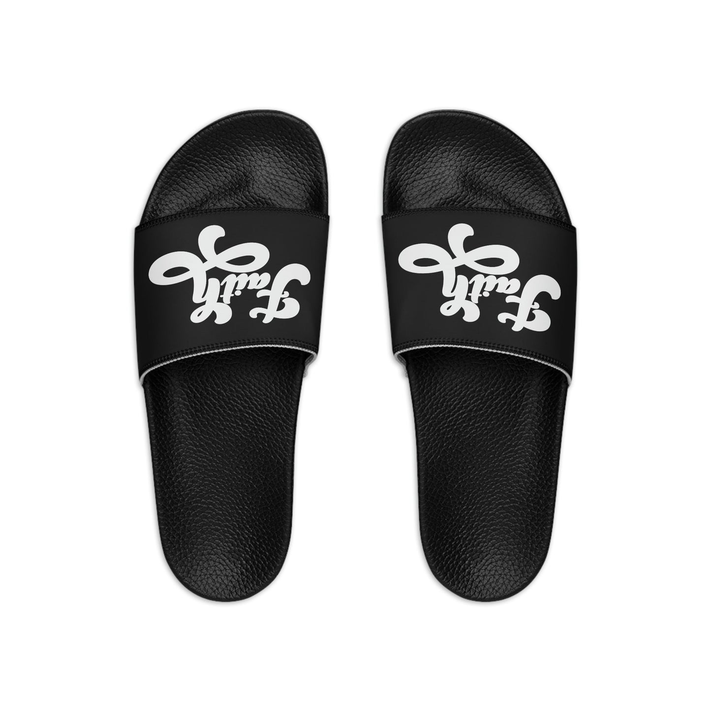 Mens Black Slide Sandals, Now Is Faith Christian Inspiration