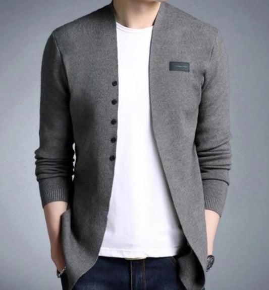 Mens Slim Fit Cardigan Button up look