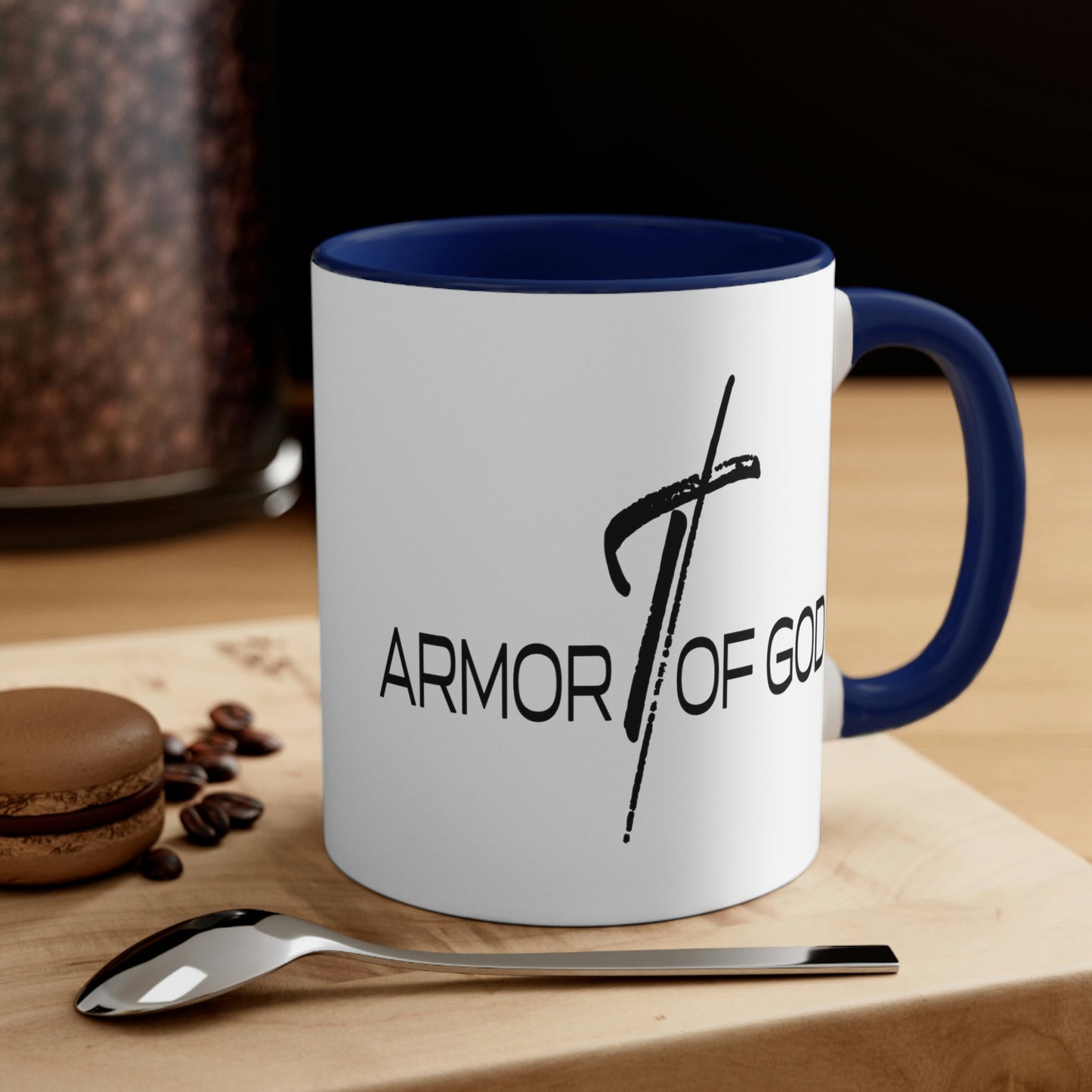 Two-tone Accent Ceramic Mug 11oz, Armor Of God Scripture Quote Bible