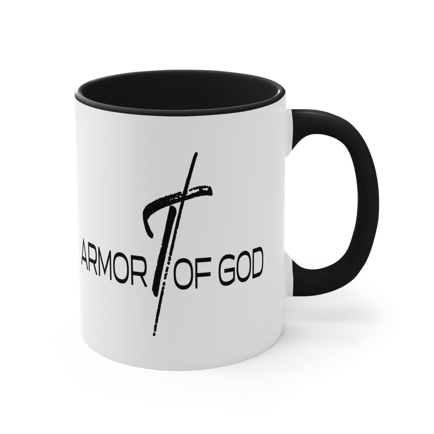 Two-tone Accent Ceramic Mug 11oz, Armor Of God Scripture Quote Bible