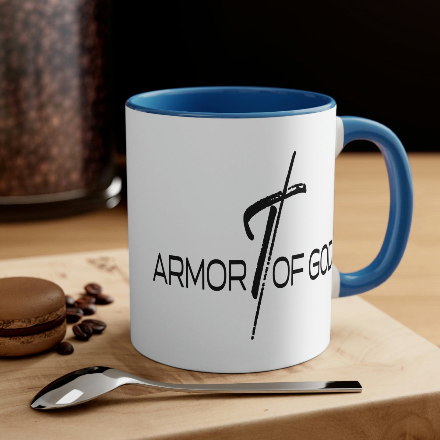 Two-tone Accent Ceramic Mug 11oz, Armor Of God Scripture Quote Bible