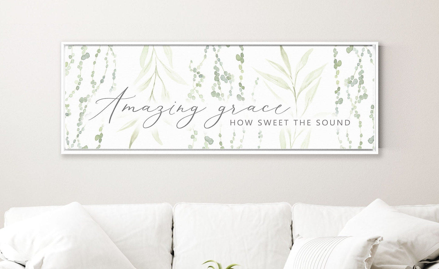 Amazing Grace, Floral Botanical | Christian Wall Art