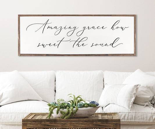 Amazing Grace How Sweet The Sound Sign | Farmhouse Christian Wall Art