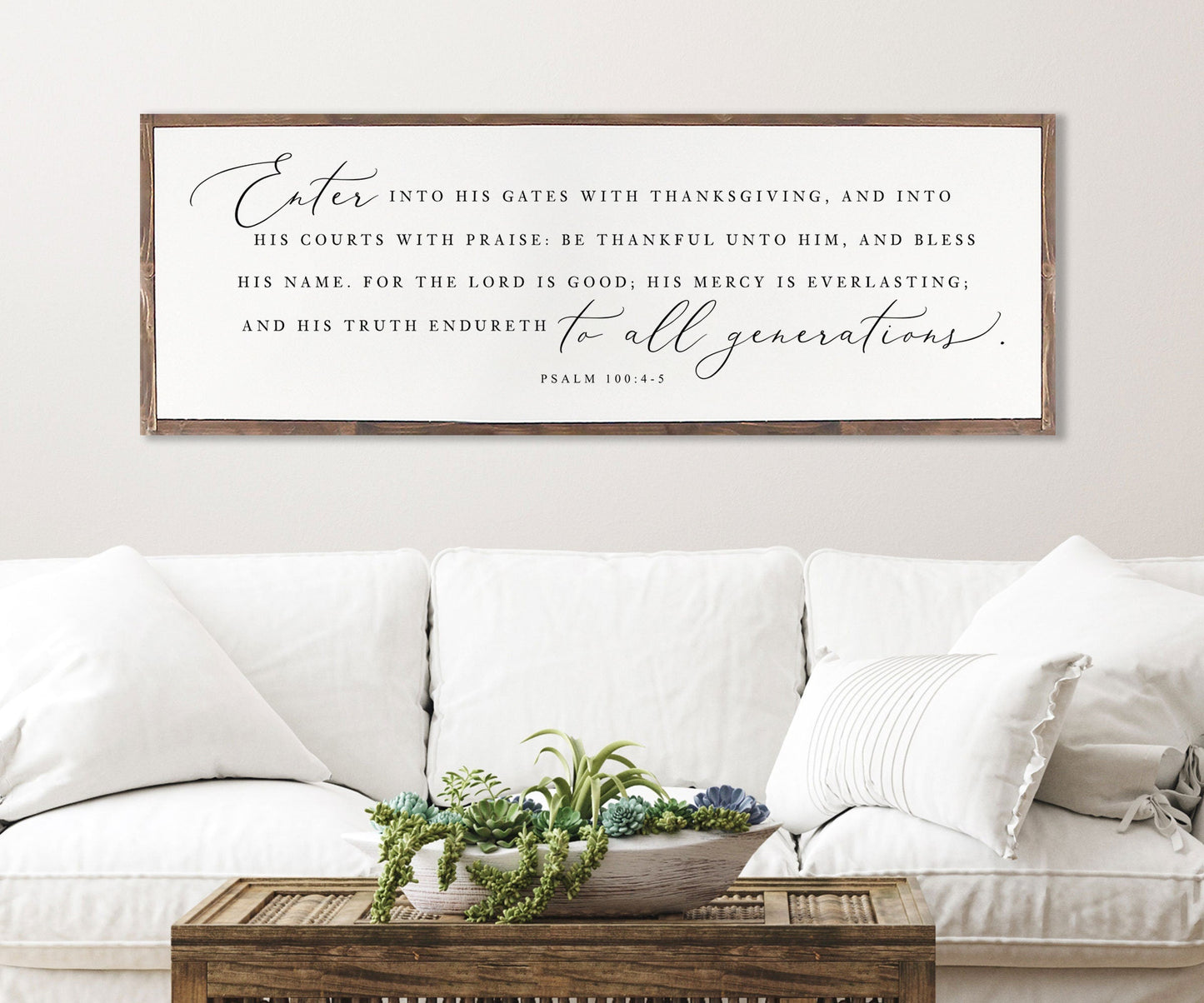 Enter Into His Gates With Thanksgiving | Farmhouse Christian Wall Art