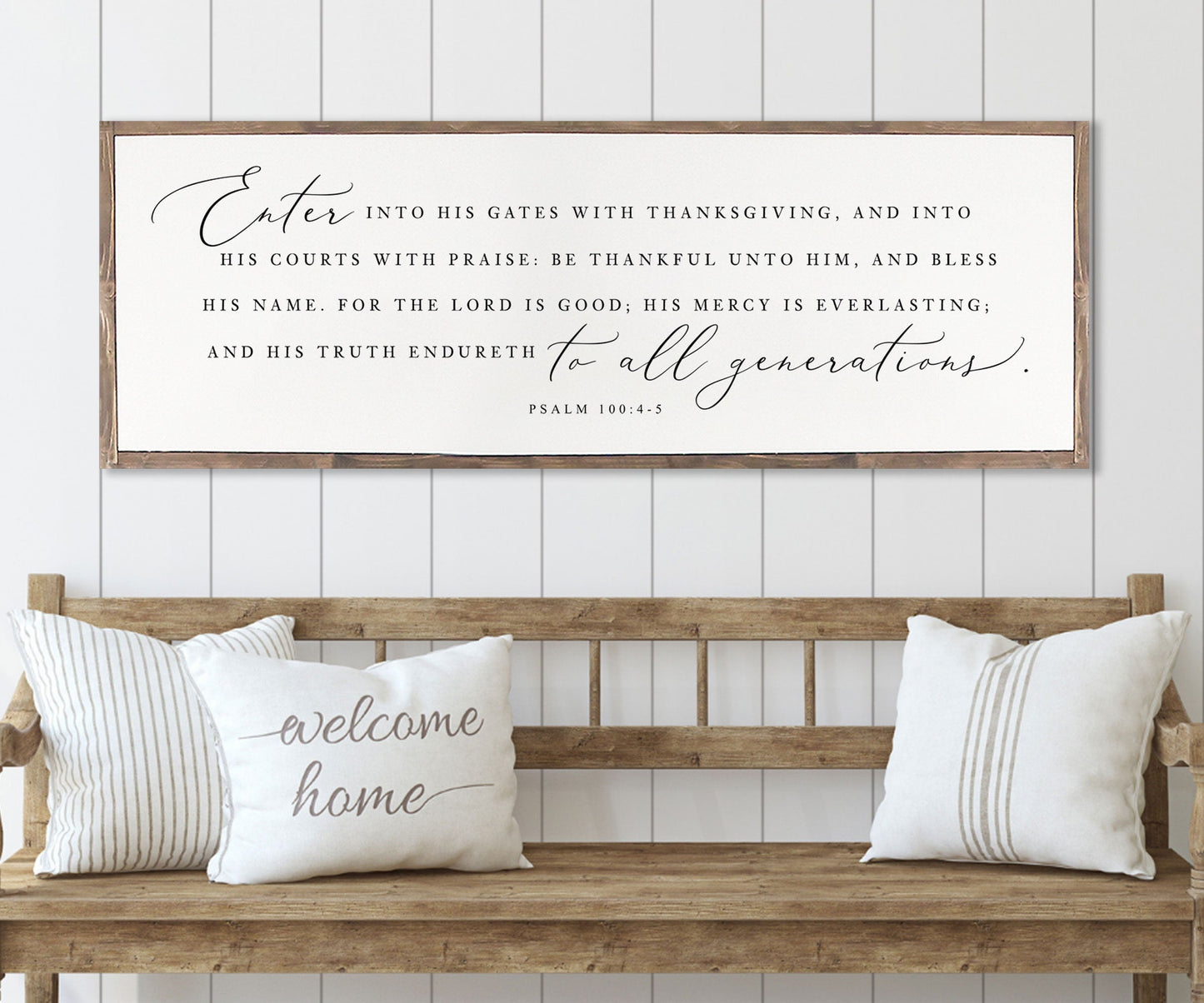 Enter Into His Gates With Thanksgiving | Farmhouse Christian Wall Art