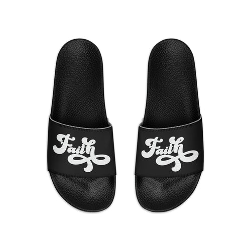 Mens Black Slide Sandals, Now Is Faith Christian Inspiration