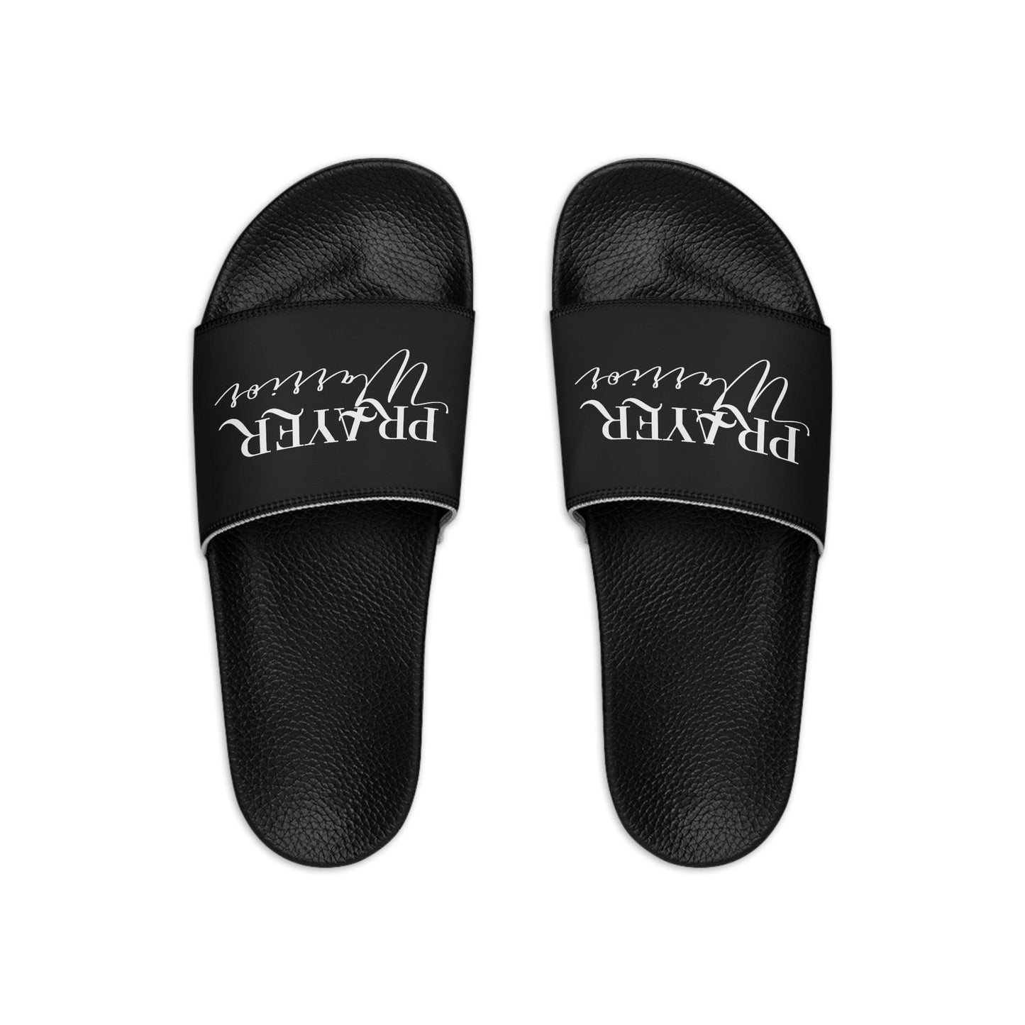 Mens Black Slide Sandals, Prayer Warrior Christian Inspiration