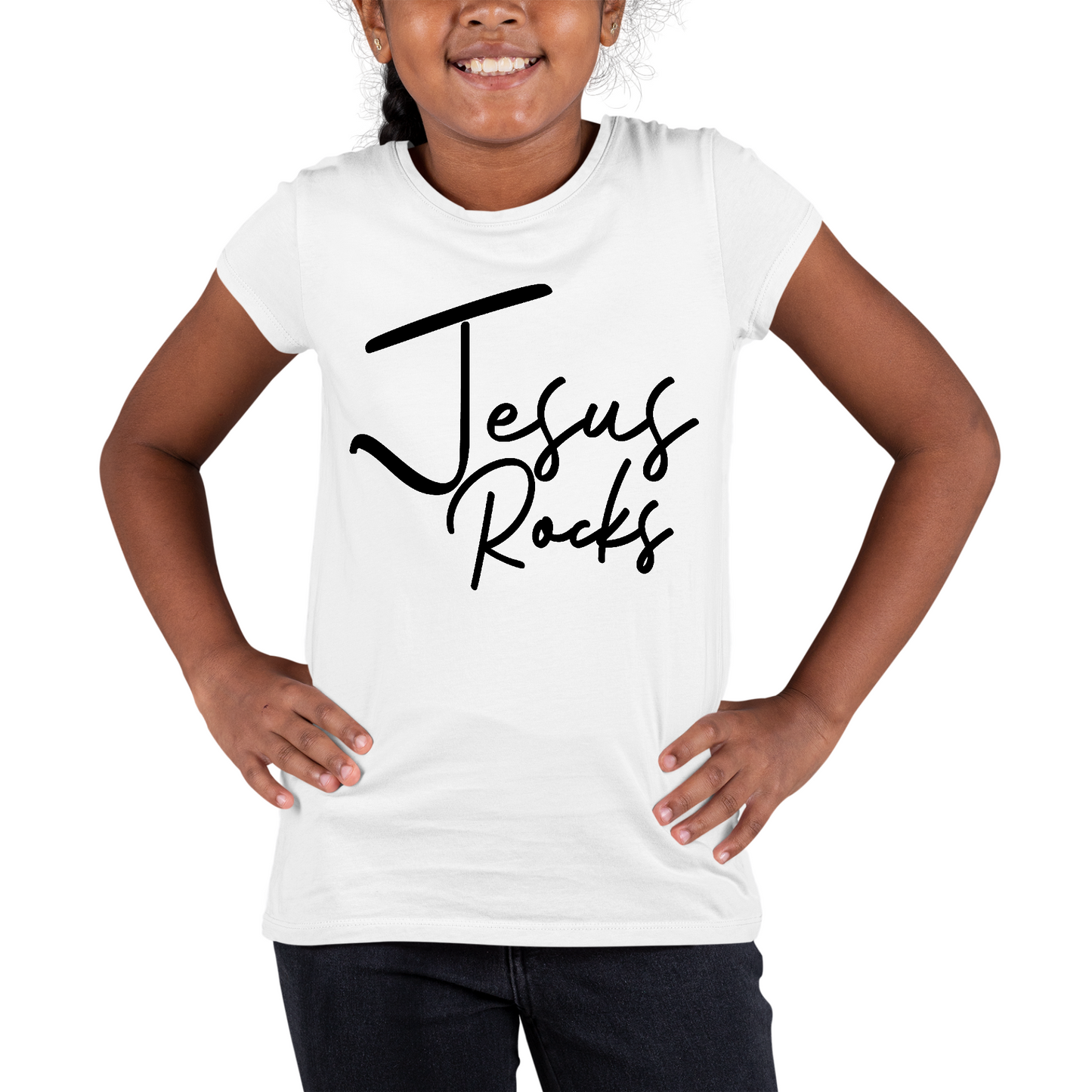 Youth Short Sleeve Graphic T-shirt Jesus Rocks Print