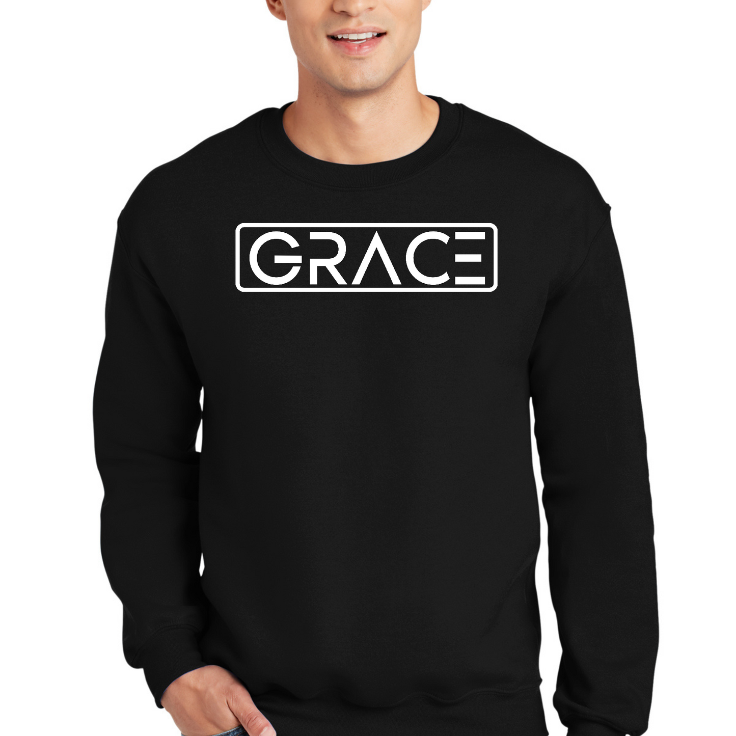 Adult Unisex Long Sleeve Sweatshirt, Grace Christian Inspiration Word