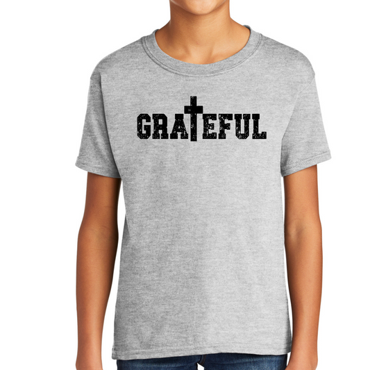 Boys Short Sleeve T-Shirt, Grateful Christian Inspiration Affirmation