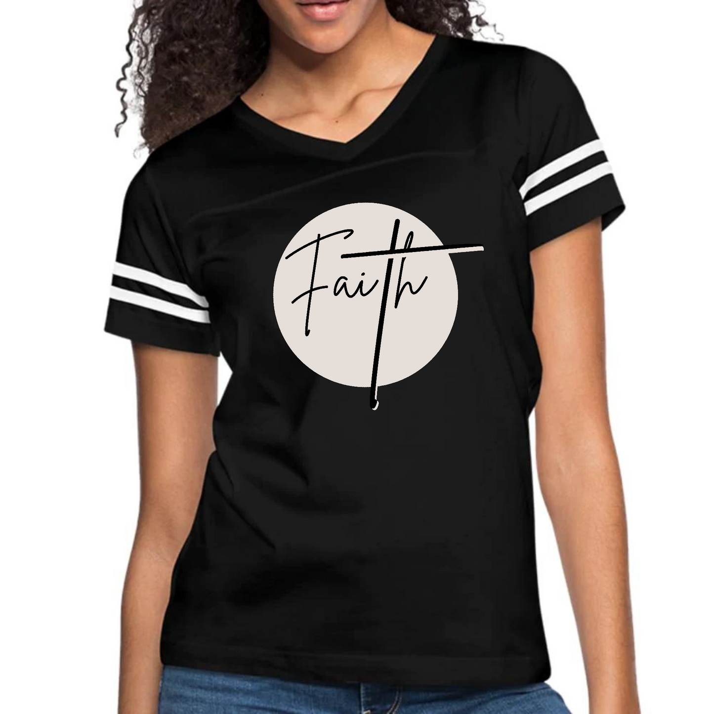 Womens Vintage Sport Graphic T-shirt, Faith Print