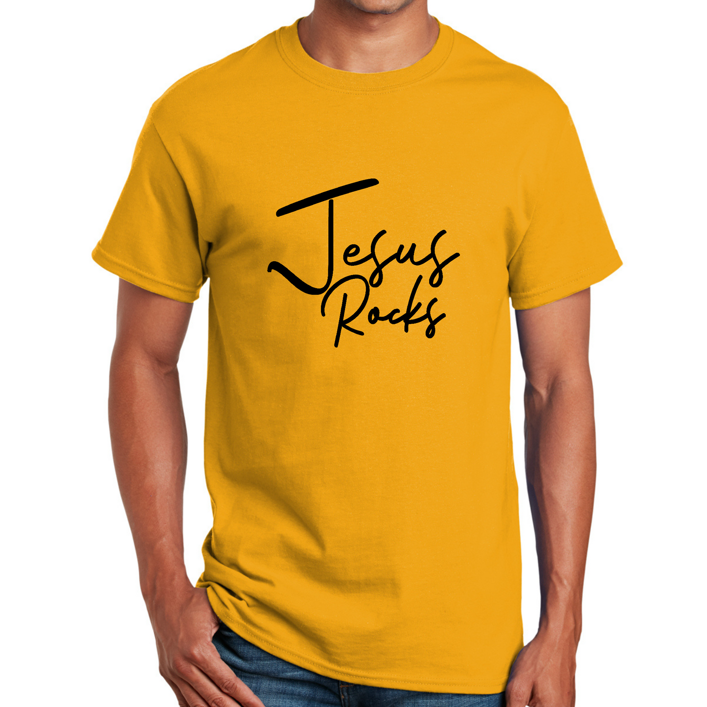 Mens Graphic T-shirt Jesus Rocks Print