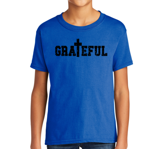 Boys Short Sleeve T-Shirt, Grateful Christian Inspiration Affirmation