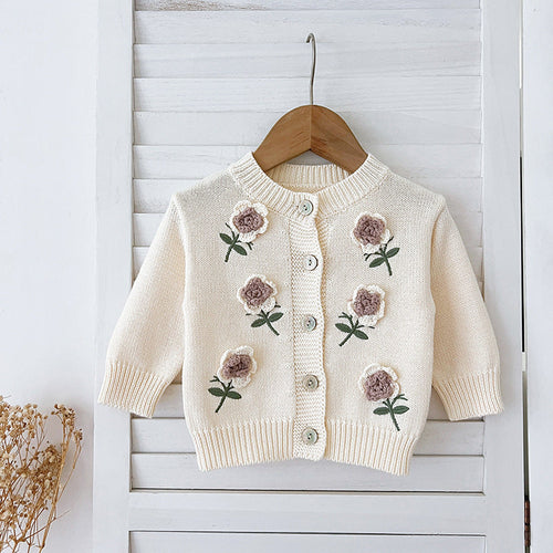 Arrival Baby Girls Comfortable Flowers Embroidery Pattern Knitted Long