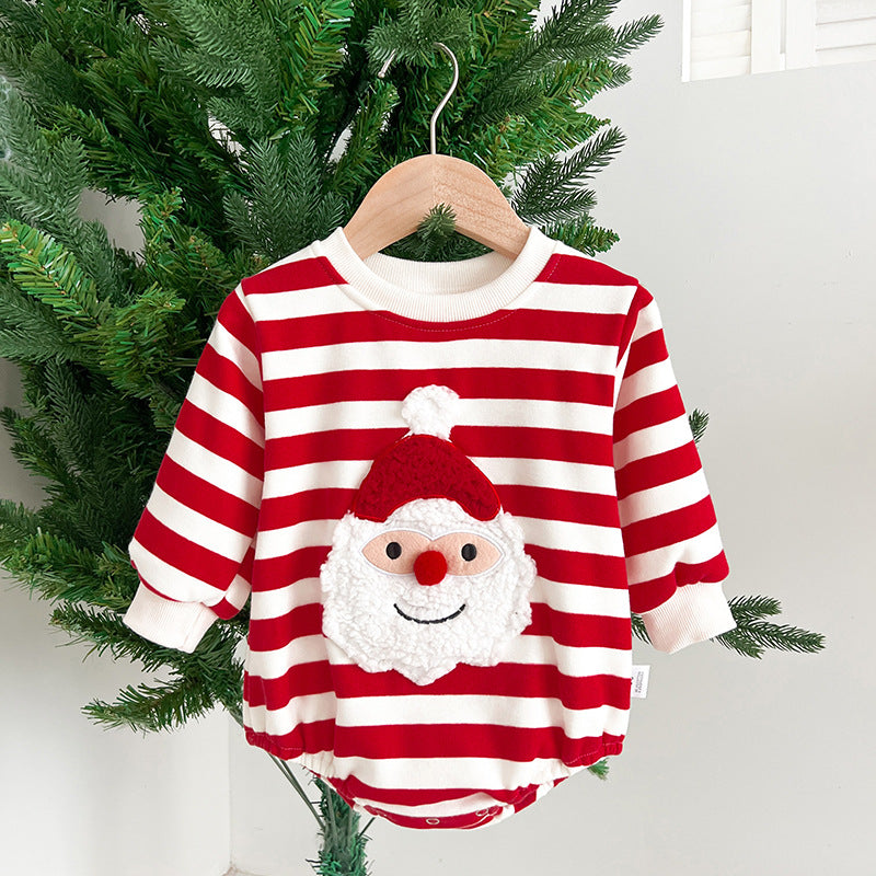 Baby Christmas Santa Claus Pattern Heart Printed Design Long Sleeved