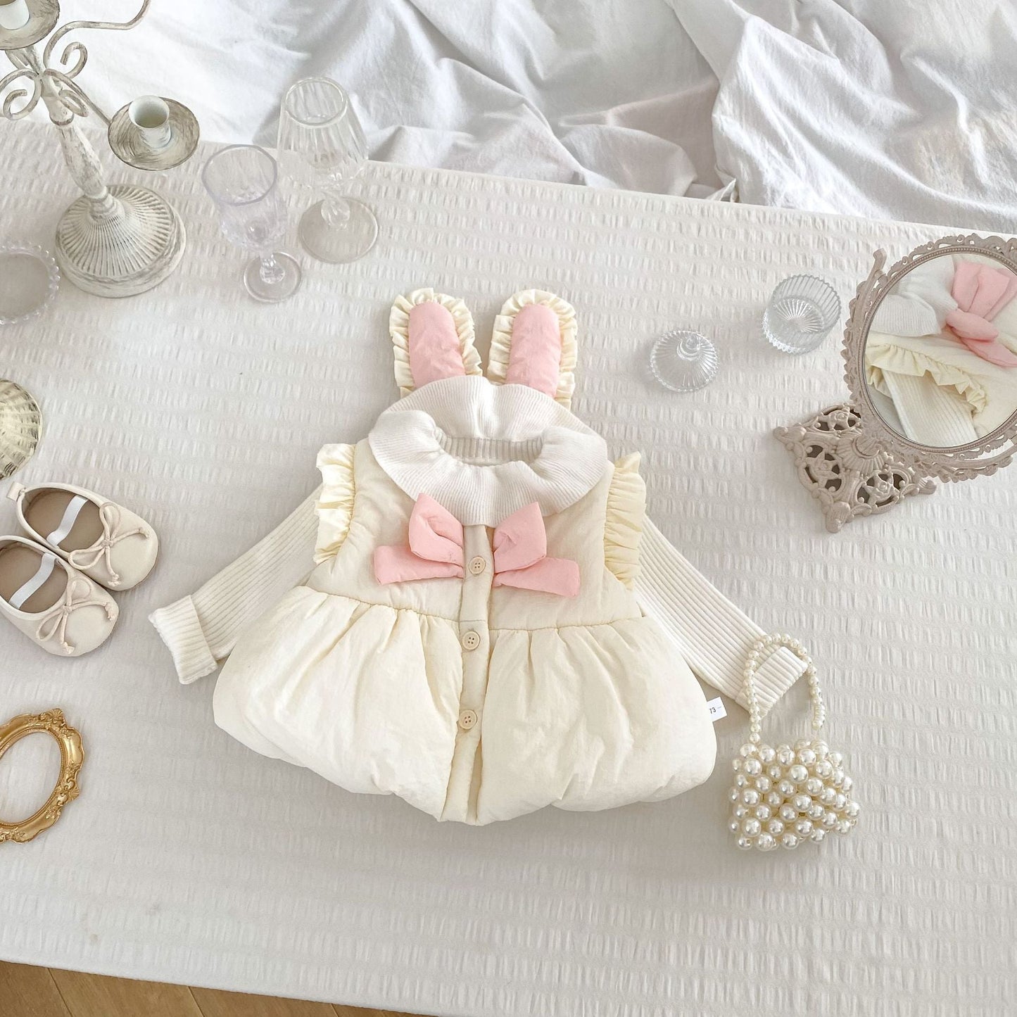 Winter New Arrival Baby Girls Cute Rabbits Design Single Breasted